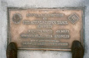 Plaque at entrance to Appalachian Trail in Hanover, NH